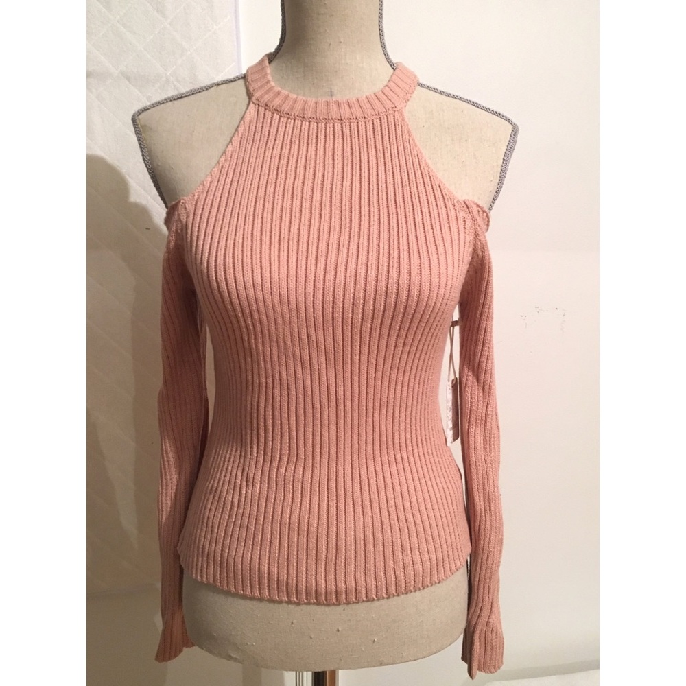 Forever21 pink cold shoulder sweater